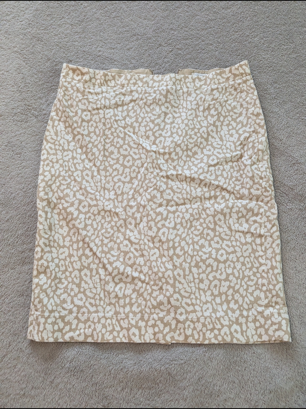 J. Crew Beige and White Leopard-Print Pencil Skirt